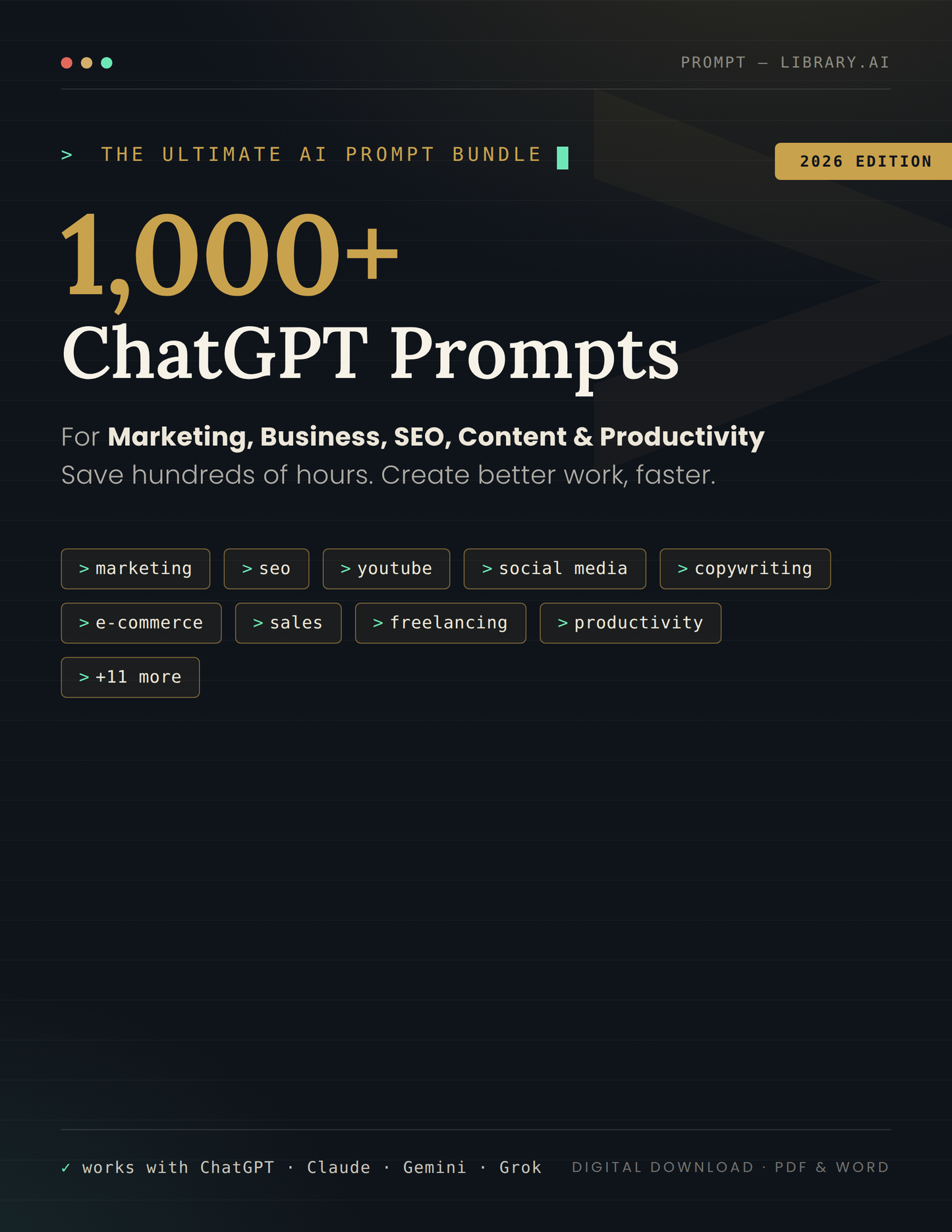 The Ultimate AI Prompts Bundle – 1,000+ Premium Prompts⭐⭐⭐⭐⭐ - Myskar