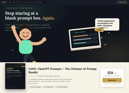 The Ultimate AI Prompts Bundle – 1,000+ Premium Prompts⭐⭐⭐⭐⭐ - Myskar