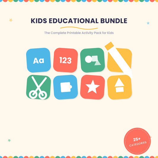 Kids Educational Bundle – 25+ Printable Learning Activities & Worksheets⭐⭐⭐⭐⭐ - Myskar