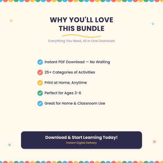 Kids Educational Bundle – 25+ Printable Learning Activities & Worksheets⭐⭐⭐⭐⭐ - Myskar